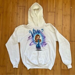 Custom airbrushed White Virgo Graphic Hoodie